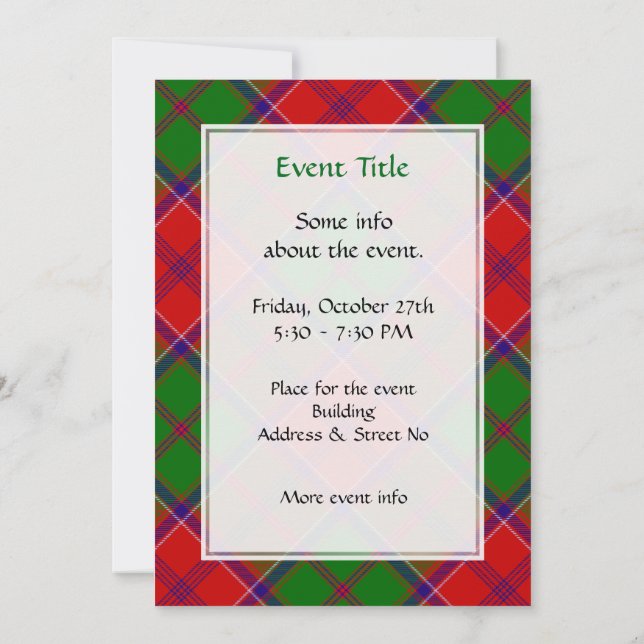 Clan Grant Tartan Invitation (Back)