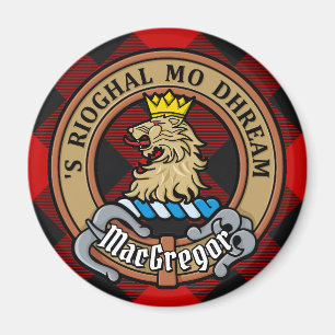 Clan Gregor Crest over Rob Roy Tartan Magnet