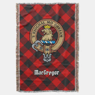 Clan Gregor Crest over Rob Roy Tartan Throw Blanket