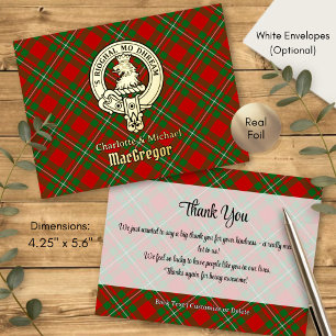 Clan Gregor Crest over Tartan Foil Invitation Postcard