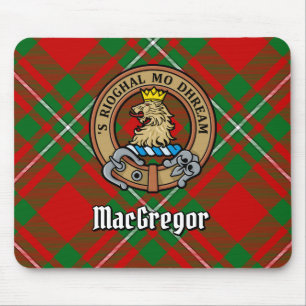 Clan Gregor Crest over Tartan Mouse Mat