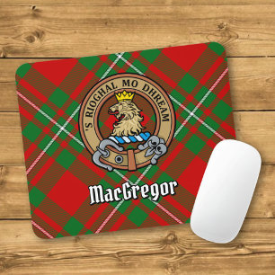 Clan Gregor Crest over Tartan Mouse Mat
