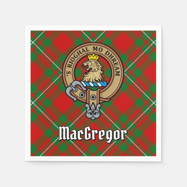 Clan Gregor Crest over Tartan Napkin (Front)