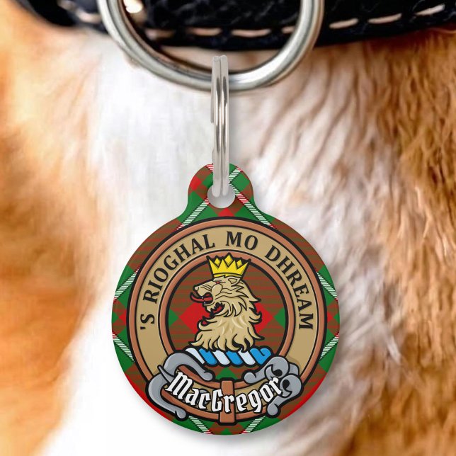Clan Gregor Crest over Tartan Pet Tag (Creator Uploaded)