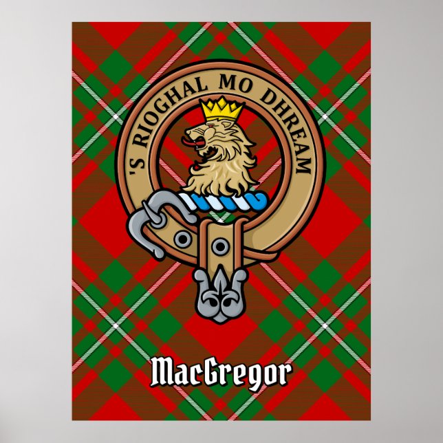 Clan Gregor Crest over Tartan Poster (Front)