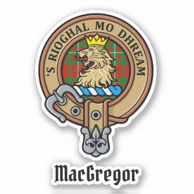 Clan Gregor Crest over Tartan Sticker (Front)