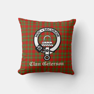 Clan Grierson Crest Badge & Tartan  Cushion