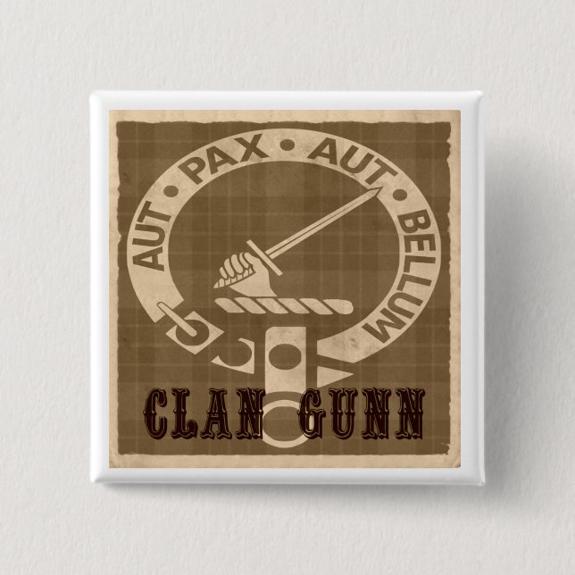 Clan Gunn Creast Sepia Square Button (Front)