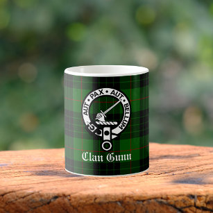 Clan Gunn Crest Badge and Tartan Coffee Mug