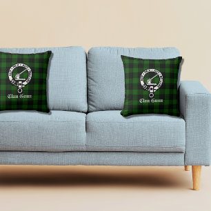 Clan Gunn Crest Badge and Tartan Cushion