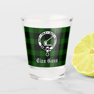 Clan Gunn Crest Badge & Tartan Shot Glass