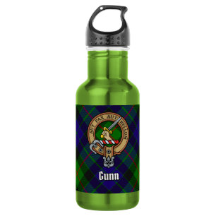 Clan Gunn Crest over Tartan 532 Ml Water Bottle