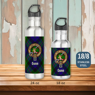 Clan Gunn Crest over Tartan 710 Ml Water Bottle