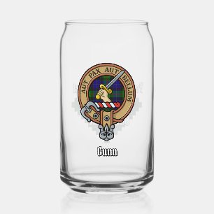 Clan Gunn Crest over Tartan Can Glass