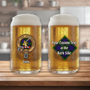 Clan Gunn Crest over Tartan Can Glass