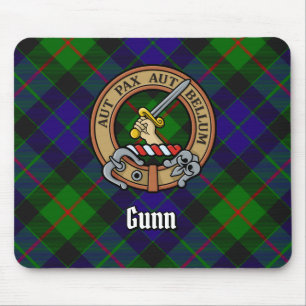 Clan Gunn Crest over Tartan Mouse Mat