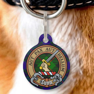 Clan Gunn Crest over Tartan Pet Tag
