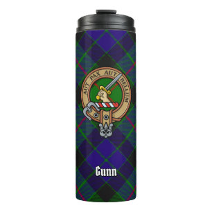 Clan Gunn Crest over Tartan Thermal Tumbler