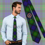 Clan Gunn Crest over Tartan Tie<br><div class="desc">Clan Gunn crest badge surrounded by a strap and buckle over tartan background. Custom text.</div>