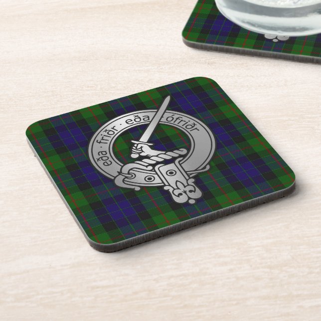 Clan Gunn Crest & Tartan - Old Norse Coaster (Left Side)