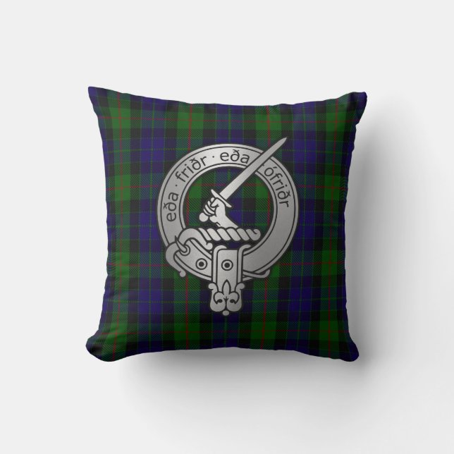 Clan Gunn Crest & Tartan - Old Norse Cushion (Front)