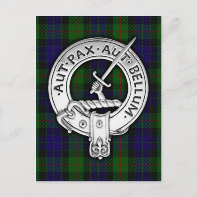 Clan Gunn Crest & Tartan Postcard (Front)