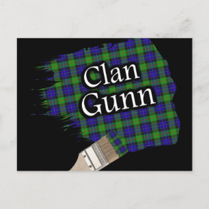 Clan Gunn Scottish Tartan Paint Brush Postcard