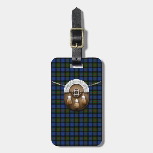 Clan Gunn Tartan And Sporran Luggage Tag (Front Vertical)