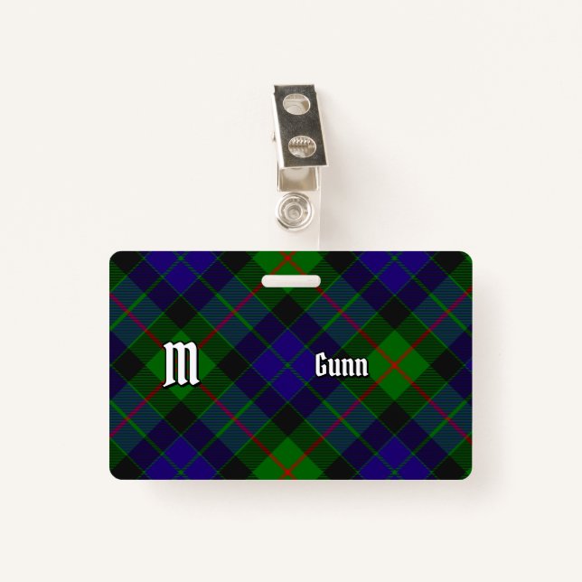 Clan Gunn Tartan Badge ID Badge (Front with Clip)