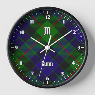 Clan Gunn Tartan Large Clock