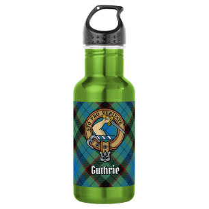 Clan Guthrie Crest over Tartan 532 Ml Water Bottle
