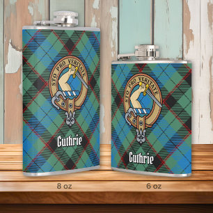 Clan Guthrie Crest over Tartan Hip Flask