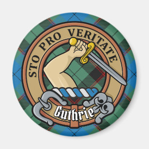 Clan Guthrie Crest over Tartan Magnet