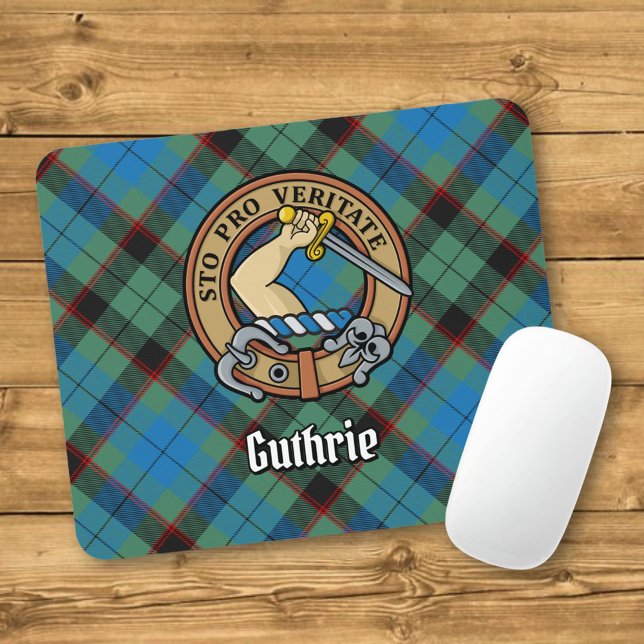 Clan Guthrie Crest over Tartan Mouse Mat (Creator Uploaded)