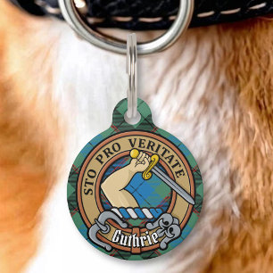 Clan Guthrie Crest over Tartan Pet Tag