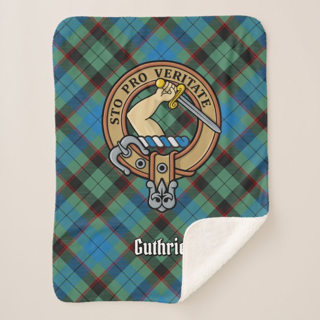 Clan Guthrie Crest over Tartan Sherpa Blanket (Front)