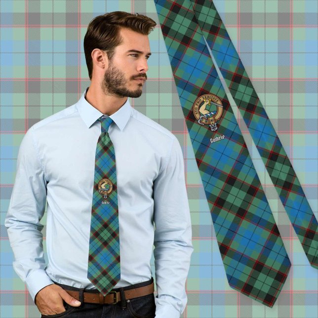 Clan Guthrie Crest over Tartan Tie (Creator Uploaded)