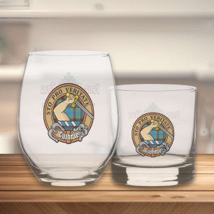 Clan Guthrie Crest over Tartan Whiskey Glass