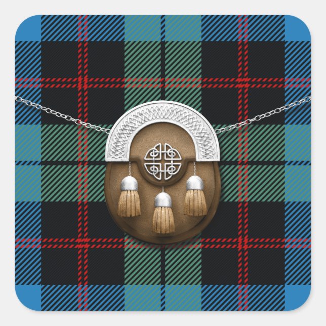 Clan Guthrie Tartan And Sporran Square Sticker (Front)