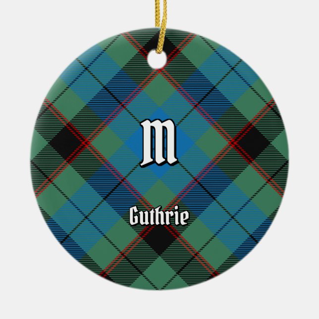 Clan Guthrie Tartan Ceramic Tree Decoration (Front)