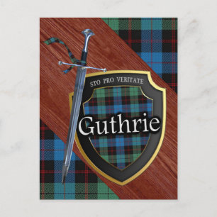 Clan Guthrie Tartan Sword & Shield Postcard