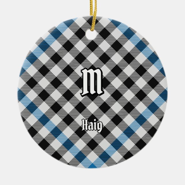 Clan Haig Check Tartan Ceramic Tree Decoration (Front)
