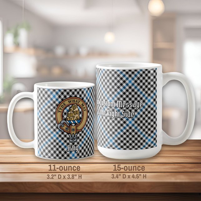 Clan Haig Crest over Check Tartan Coffee Mug (Creator Uploaded)