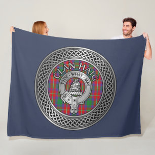 Clan Haig Crest & Tartan Knot Fleece Blanket