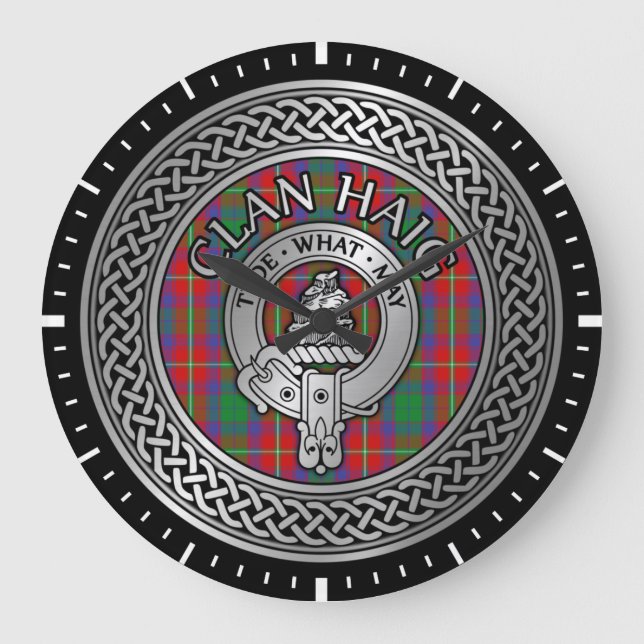 Clan Haig Crest & Tartan Knot Large Clock (Front)