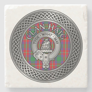 Clan Haig Crest & Tartan Knot Stone Coaster