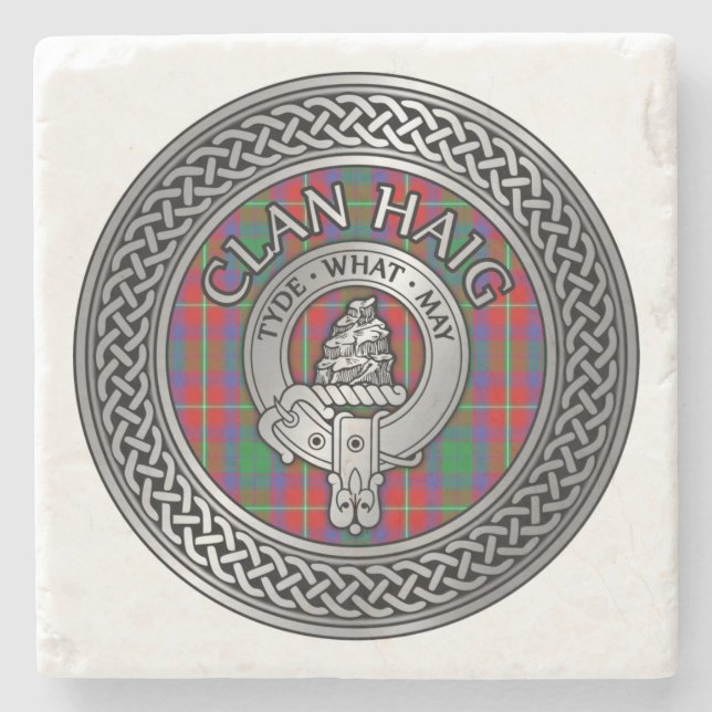 Clan Haig Crest & Tartan Knot Stone Coaster (Front)