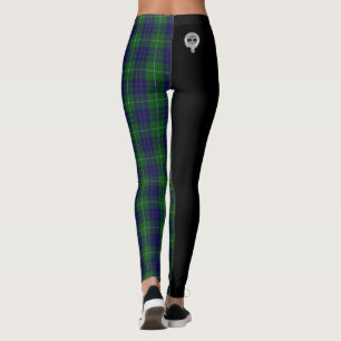 Clan Hamilton Crest & Hunting Tartan / Black Leggings
