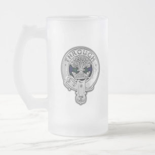 Clan Hamilton Crest & Hunting Tartan Frosted Glass Beer Mug