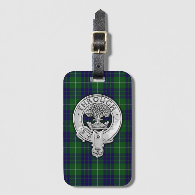 Clan Hamilton Crest & Hunting Tartan Luggage Tag (Front Vertical)